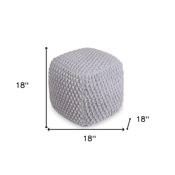 Homeroots 18" Light Gray Cotton Blend Pouf Ottoman Light Grey  486533
