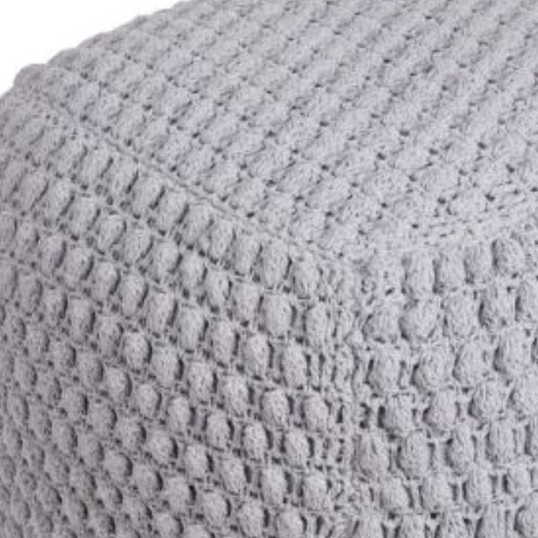 Homeroots 18" Light Gray Cotton Blend Pouf Ottoman Light Grey  486533