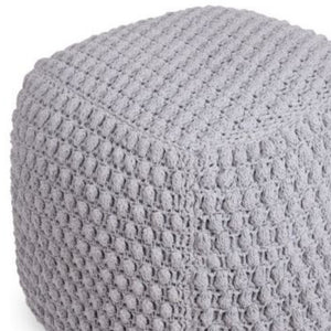 Homeroots 18" Light Gray Cotton Blend Pouf Ottoman Light Grey  486533