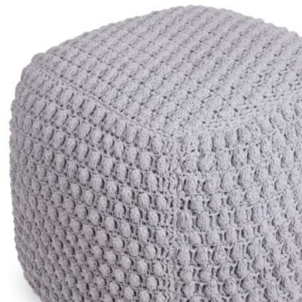 Homeroots 18" Light Gray Cotton Blend Pouf Ottoman Light Grey  486533