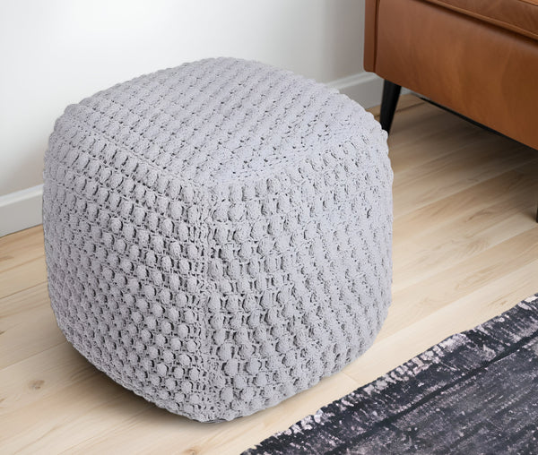 Homeroots 18" Light Gray Cotton Blend Pouf Ottoman Light Grey  486533