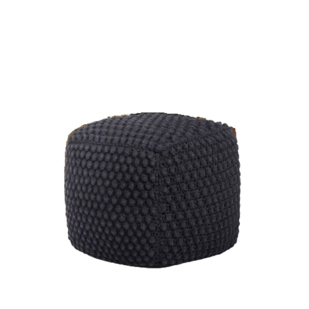 Homeroots 18" Black Cotton Blend Pouf Ottoman Black  486534