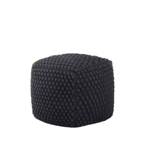 Homeroots 18" Black Cotton Blend Pouf Ottoman Black  486534