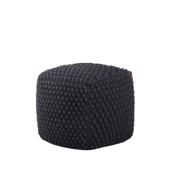 Homeroots 18" Black Cotton Blend Pouf Ottoman Black  486534