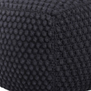 Homeroots 18" Black Cotton Blend Pouf Ottoman Black  486534