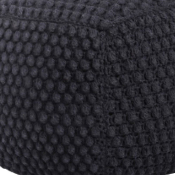 Homeroots 18" Black Cotton Blend Pouf Ottoman Black  486534