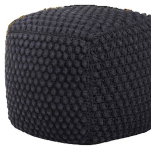 Homeroots 18" Black Cotton Blend Pouf Ottoman Black  486534
