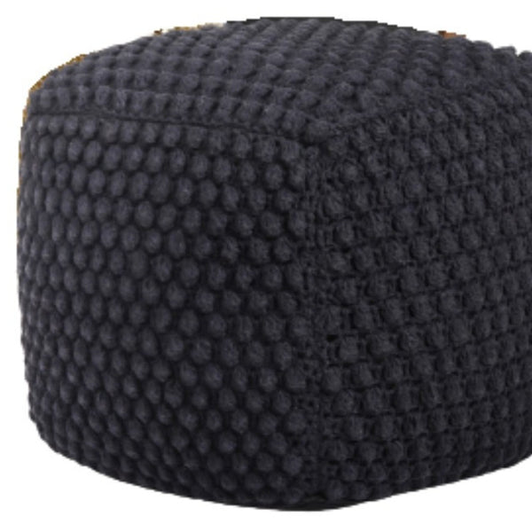 Homeroots 18" Black Cotton Blend Pouf Ottoman Black  486534