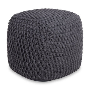 Homeroots 18" Gray Cotton Blend Pouf Ottoman Dark Grey  486535