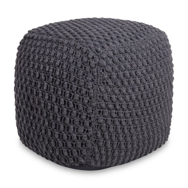 Homeroots 18" Gray Cotton Blend Pouf Ottoman Dark Grey  486535
