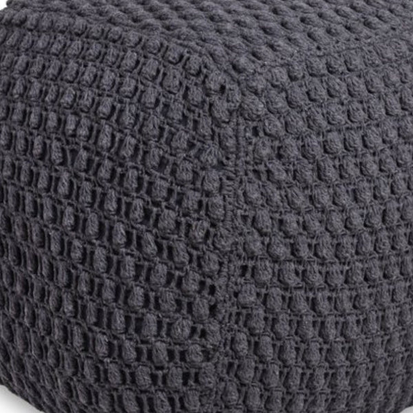 Homeroots 18" Gray Cotton Blend Pouf Ottoman Dark Grey  486535