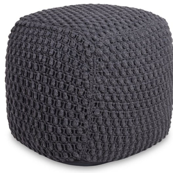 Homeroots 18" Gray Cotton Blend Pouf Ottoman Dark Grey  486535