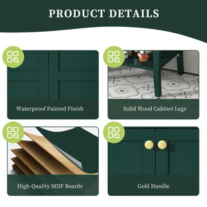English Elm 24'' Retro Green Bathroom Vanity with Glossy Resin Basin, Solid Wood Feet, Soft-Close Doors, Ample Storage, Metal Handles (Modern) WF324870AAF