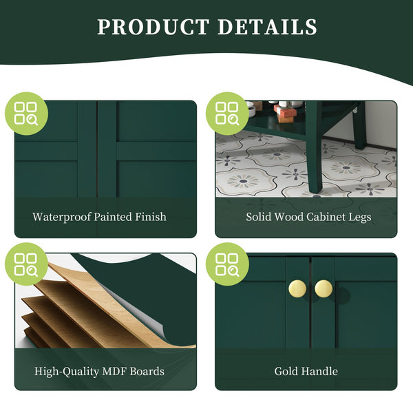 English Elm 24'' Retro Green Bathroom Vanity with Glossy Resin Basin, Solid Wood Feet, Soft-Close Doors, Ample Storage, Metal Handles (Modern) WF324870AAF