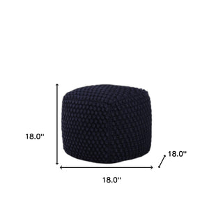 Homeroots 18" Navy Blue Cotton Blend Pouf Ottoman Navy  486536