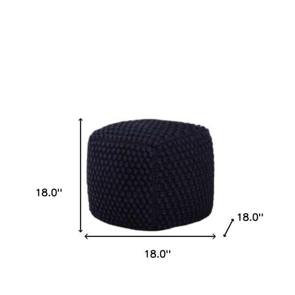 Homeroots 18" Navy Blue Cotton Blend Pouf Ottoman Navy  486536