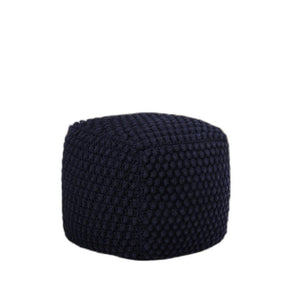 Homeroots 18" Navy Blue Cotton Blend Pouf Ottoman Navy  486536