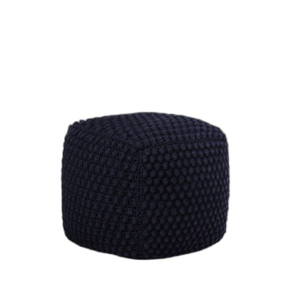 Homeroots 18" Navy Blue Cotton Blend Pouf Ottoman Navy  486536