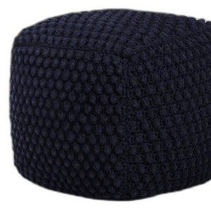 Homeroots 18" Navy Blue Cotton Blend Pouf Ottoman Navy  486536