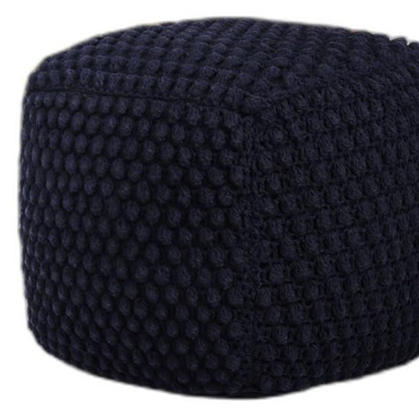 Homeroots 18" Navy Blue Cotton Blend Pouf Ottoman Navy  486536