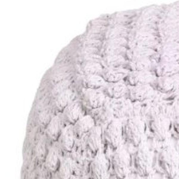 Homeroots 18" White Cotton Blend Pouf Ottoman White  486538