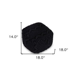Homeroots 18" Black Cotton Blend Pouf Ottoman Black  486540