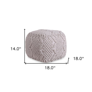 Homeroots 18" White Cotton Blend Pouf Ottoman White  486541