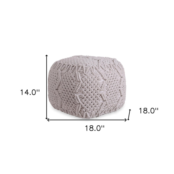 Homeroots 18" White Cotton Blend Pouf Ottoman White  486541