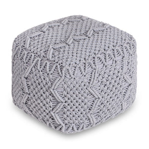 Homeroots 18" Light Gray Cotton Blend Pouf Ottoman Light Grey  486542