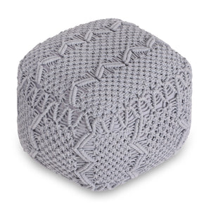 Homeroots 18" Light Gray Cotton Blend Pouf Ottoman Light Grey  486542