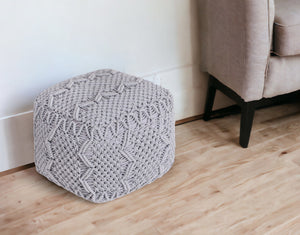 Homeroots 18" Light Gray Cotton Blend Pouf Ottoman Light Grey  486542