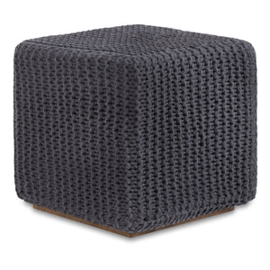 Homeroots 16" Gray Cotton Blend Pouf Ottoman Dark Grey  486545