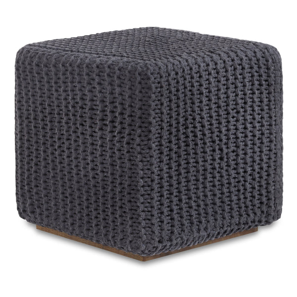 Homeroots 16" Gray Cotton Blend Pouf Ottoman Dark Grey  486545
