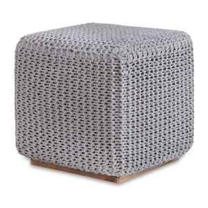 Homeroots 16" Light Gray Cotton Blend Pouf Ottoman Light Grey  486546