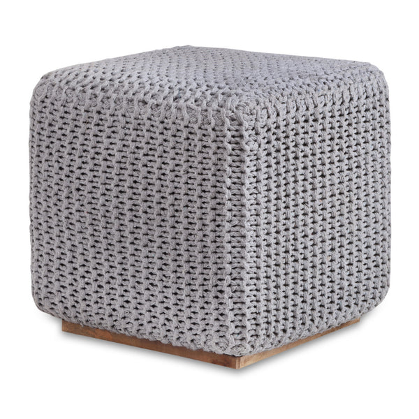 Homeroots 16" Light Gray Cotton Blend Pouf Ottoman Light Grey  486546