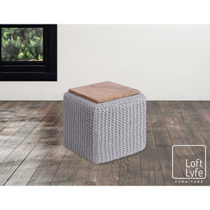 Homeroots 16" Light Gray Cotton Blend Pouf Ottoman Light Grey  486546