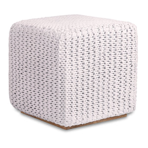 Homeroots 16" White Cotton Blend Pouf Ottoman White  486547