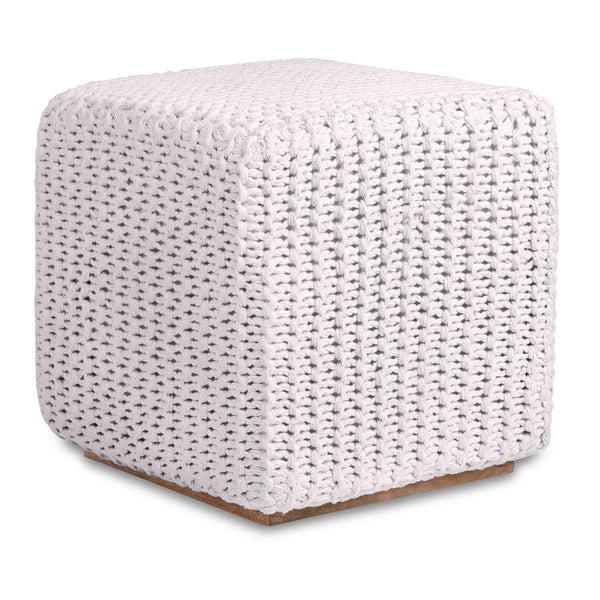 Homeroots 16" White Cotton Blend Pouf Ottoman White  486547