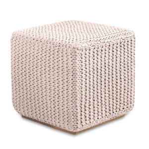 Homeroots 16" Ivory Cotton Blend Pouf Ottoman Ivory  486548