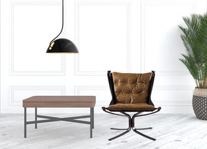 Homeroots 30" Coffee Top Grain Leather And Steel Solid Color Lounge Chair   486574