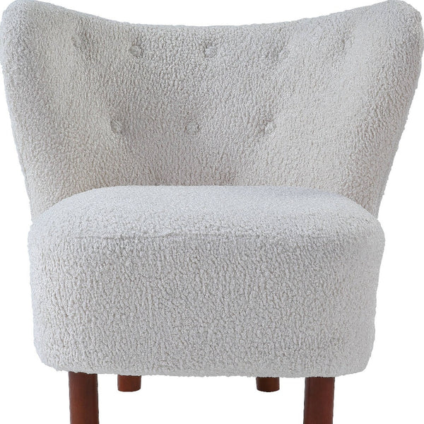 Homeroots 31" White Sherpa And Brown Polka Dots Wingback Chair   486591
