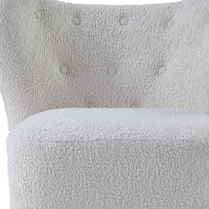 Homeroots 31" White Sherpa And Brown Polka Dots Wingback Chair   486591