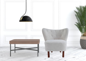 Homeroots 31" White Sherpa And Brown Polka Dots Wingback Chair   486591