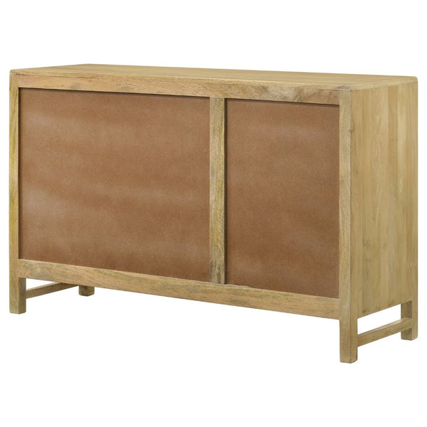 English Elm Ashton Solid Mango Wood Accent Cabinet with Woven Cane Doors and Brass Hardware B062P451992