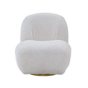 Homeroots 32" White Sherpa Swivel Slipper Chair   486592
