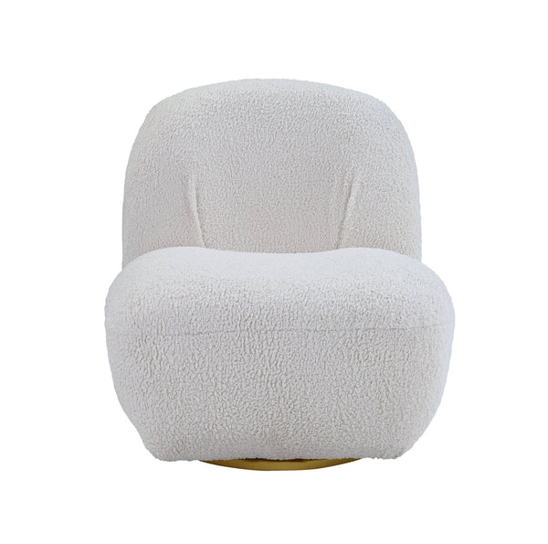 Homeroots 32" White Sherpa Swivel Slipper Chair   486592