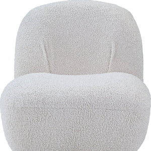 Homeroots 32" White Sherpa Swivel Slipper Chair   486592