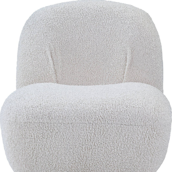 Homeroots 32" White Sherpa Swivel Slipper Chair   486592