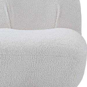 Homeroots 32" White Sherpa Swivel Slipper Chair   486592