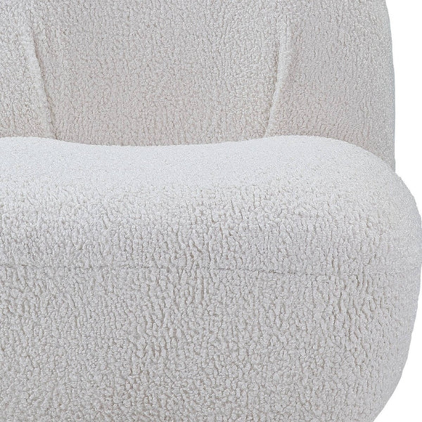 Homeroots 32" White Sherpa Swivel Slipper Chair   486592